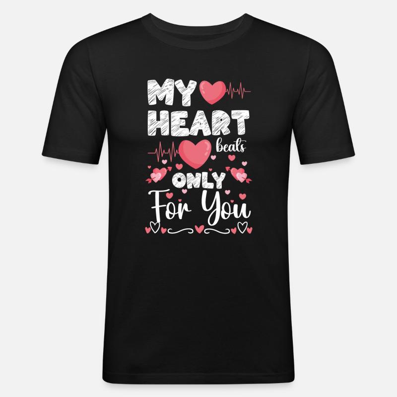 Romantisch Herz Partner - Männer Slim Fit T-Shirt - Schwarz