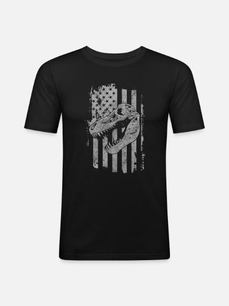Dinosaur Raptor Stegosaurus Museum - Men's Slim Fit T-Shirt - black