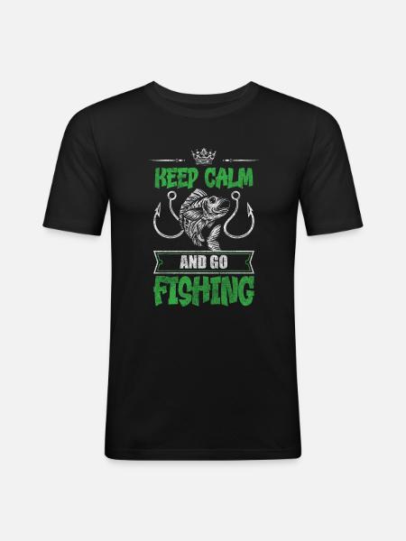 Pêche Perche Bateau Étang - T-shirt près du corps Homme - noir