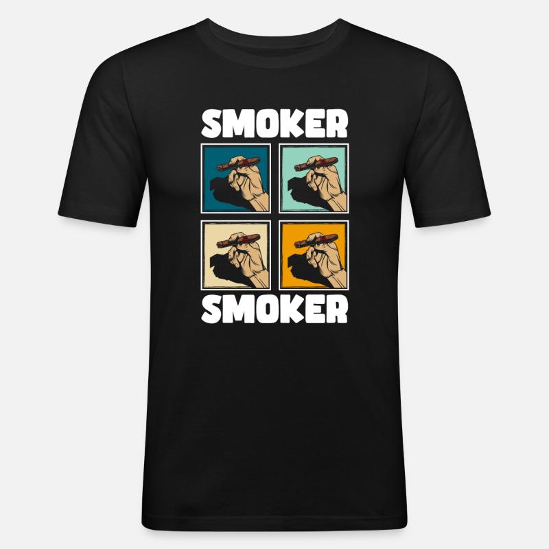 Tabak Kippe Dampfen - Männer Slim Fit T-Shirt - Schwarz