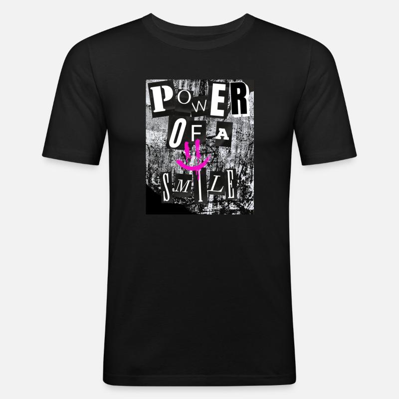 Die Kraft eines Lächelns - Männer Slim Fit T-Shirt - Schwarz