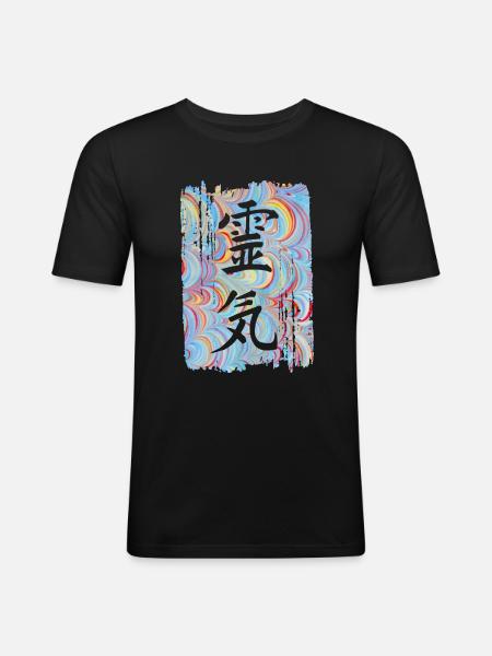 Reiki Japanese E 63 - Men's Slim Fit T-Shirt - black