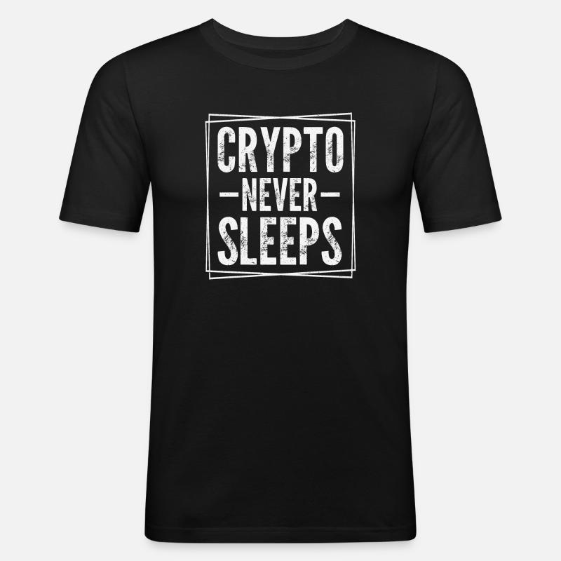 Krypto schläft nie - Männer Slim Fit T-Shirt - Schwarz