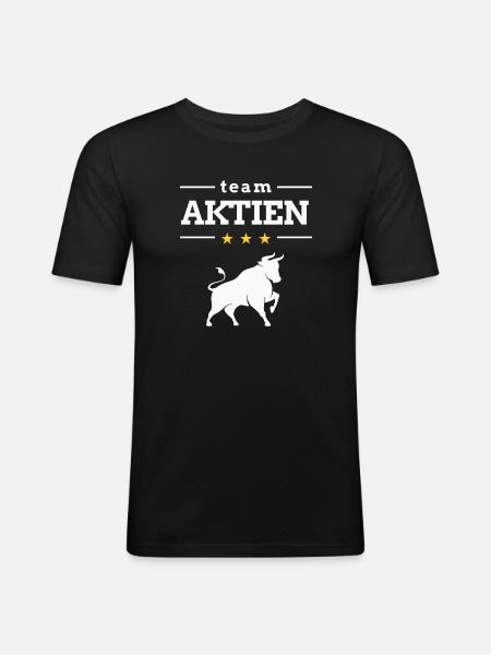 Team Aktien - Männer Slim Fit T-Shirt - Schwarz