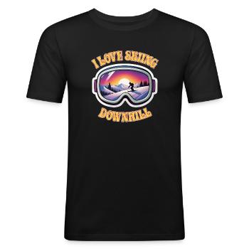 I Love Skiing Downhill - Men's Slim Fit T-Shirt - black - Front - Nik (191cm)