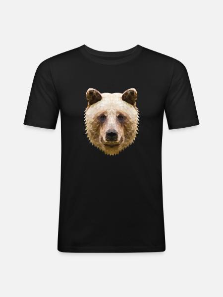 Bär Polygon - Cooles Design - Männer Slim Fit T-Shirt - Schwarz