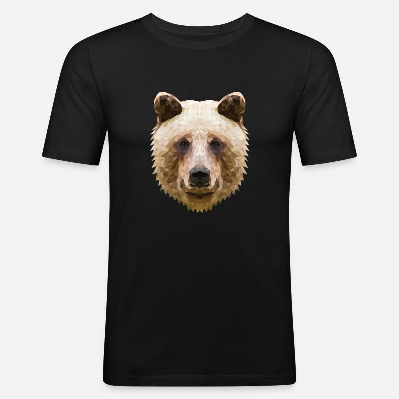 Bär Polygon - Cooles Design - Männer Slim Fit T-Shirt - Schwarz