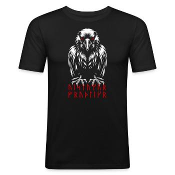 Rabe eines nordischen Wikingers - Rabe aus Walhalla - Männer Slim Fit T-Shirt - Schwarz - Vorne - Nik (191cm)
