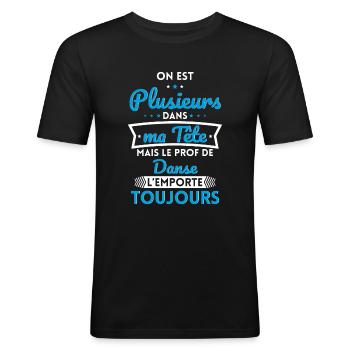 Plusieurs dans tête le Prof de Danse l'emporte - T-shirt près du corps Homme - noir - Devant - Nik (191cm)