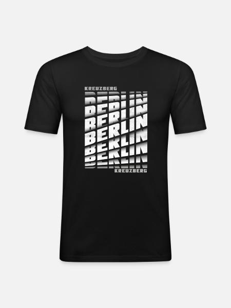 berlin kreuzberg - Männer Slim Fit T-Shirt - Schwarz