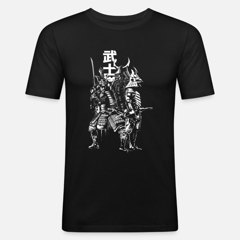 Samurai - Männer Slim Fit T-Shirt - Schwarz