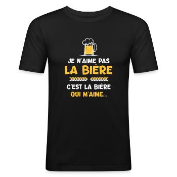 Bière alcool cadeau drôle beauf apéro apéritif - T-shirt près du corps Homme - noir - Devant - Nik (191cm)