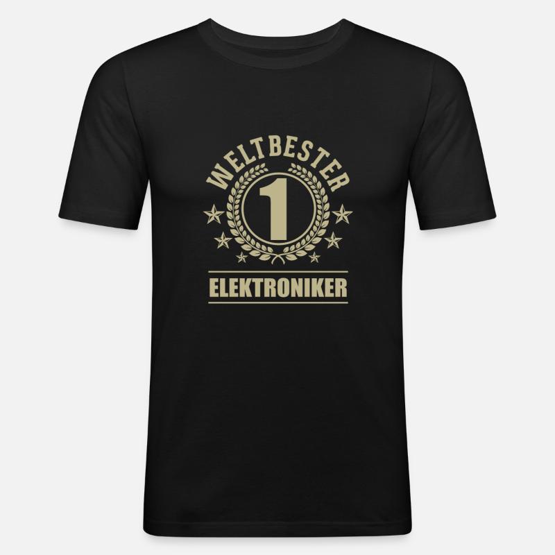 Weltbester Elektroniker - Männer Slim Fit T-Shirt - Schwarz
