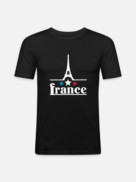 France eiffelturm - Männer Slim Fit T-Shirt - Schwarz