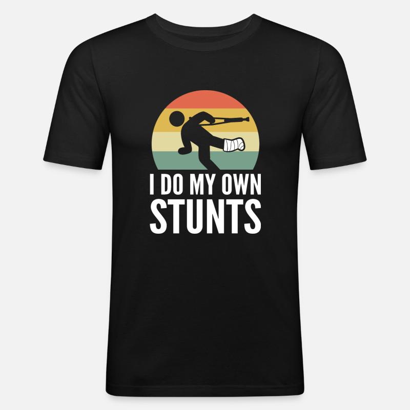 Gebrochenes Bein - Männer Slim Fit T-Shirt - Schwarz
