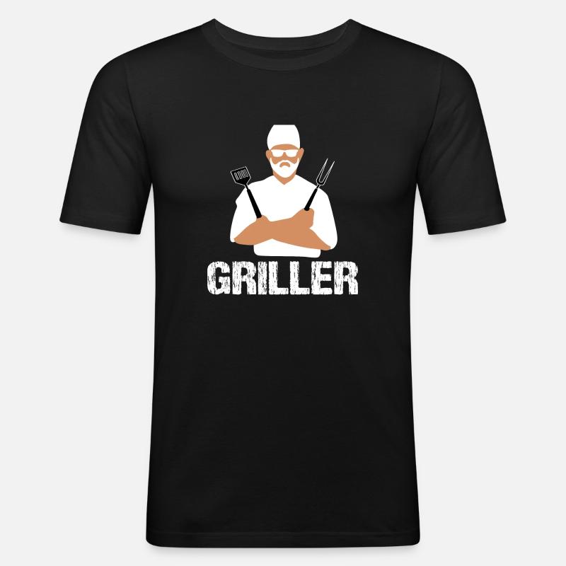 BBQ - Männer Slim Fit T-Shirt - Schwarz