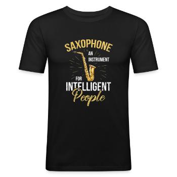 Saxophone - T-shirt près du corps Homme - noir - Devant - Nik (191cm)