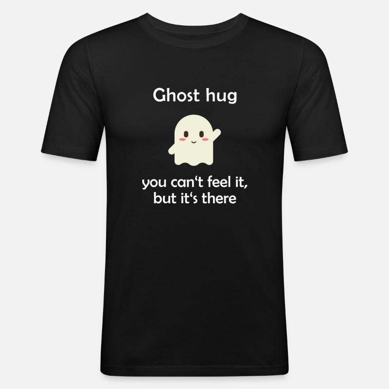 Ghost hug Halloween - Männer Slim Fit T-Shirt - Schwarz