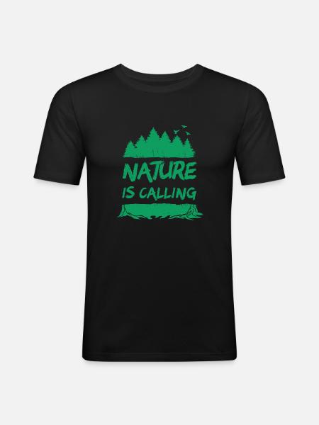 Nature is Calling - Men's Slim Fit T-Shirt - black
