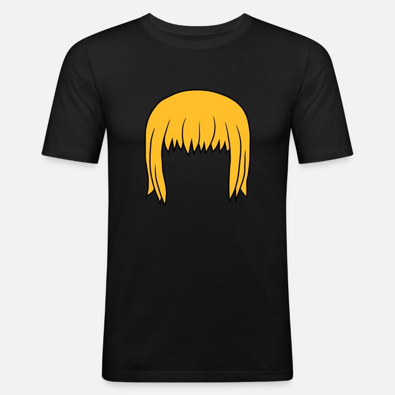 Anime Blonde Bobfrisur Bob - Männer Slim Fit T-Shirt - Schwarz