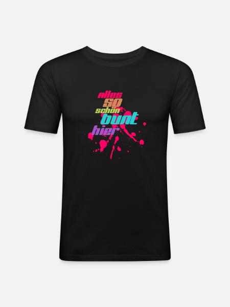alles bunt - Männer Slim Fit T-Shirt - Schwarz