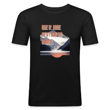 Snooze et le bouton snooze et réveillez-vous ! - T-shirt près du corps Homme - noir - Devant - Nik (191cm)