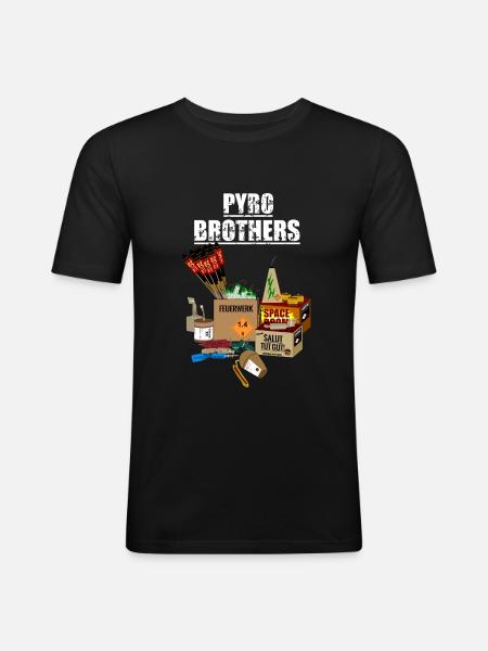 Pyro Brothers - Männer Slim Fit T-Shirt - Schwarz