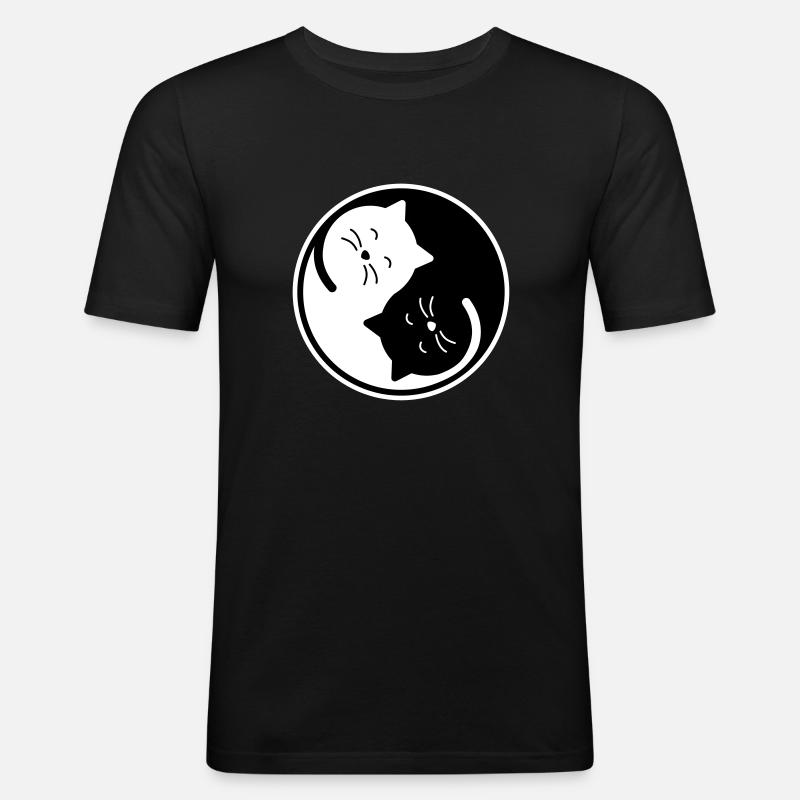 Katze - Männer Slim Fit T-Shirt - Schwarz