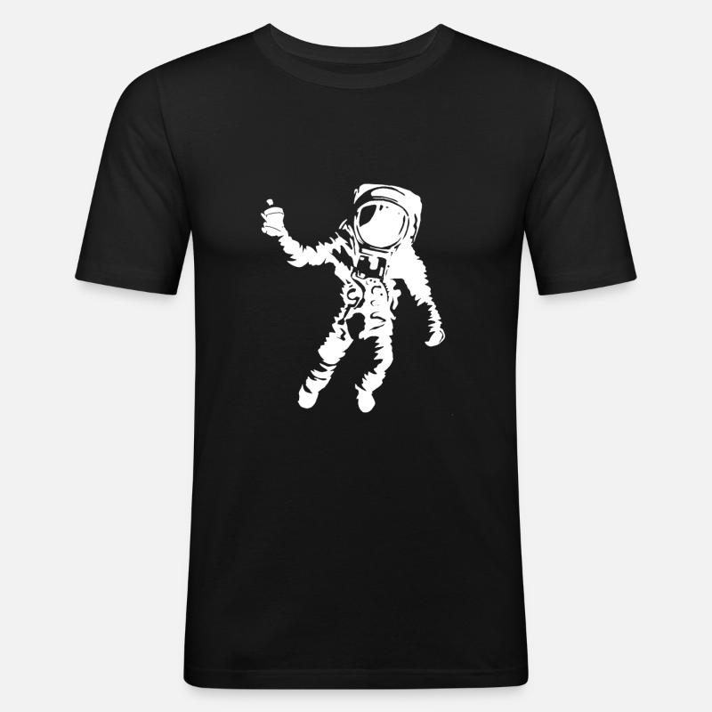 Graffiti Astronaut - Männer Slim Fit T-Shirt - Schwarz