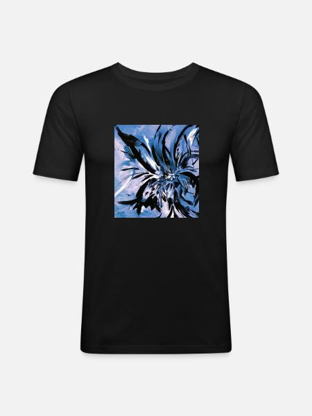 Fleur bleue - T-shirt près du corps Homme - noir