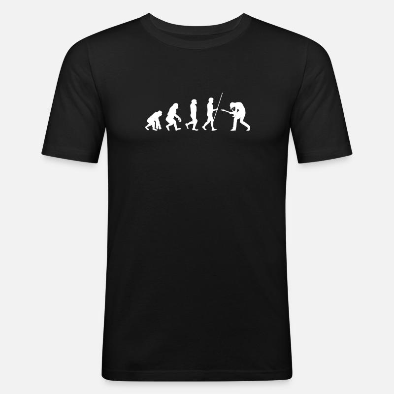 E-Gitarre Evolution - Männer Slim Fit T-Shirt - Schwarz