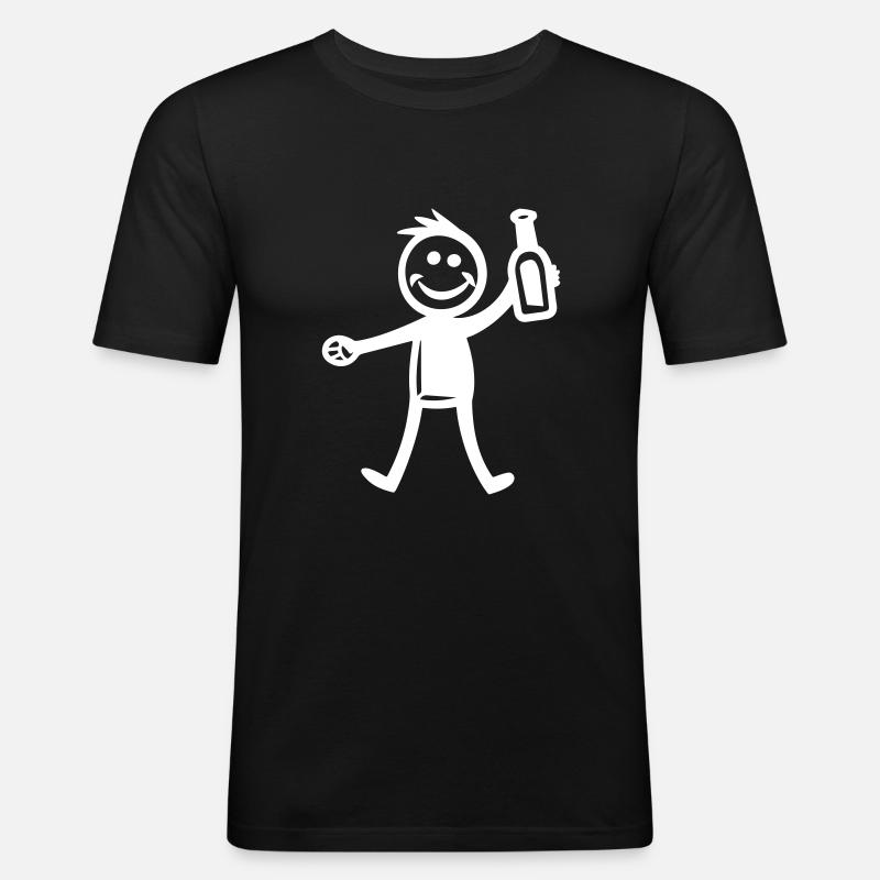 Trinken Flasche Bier - Männer Slim Fit T-Shirt - Schwarz