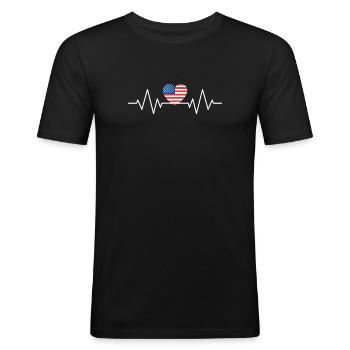 American pulse - Männer Slim Fit T-Shirt - Schwarz - Vorne - Nik (191cm)