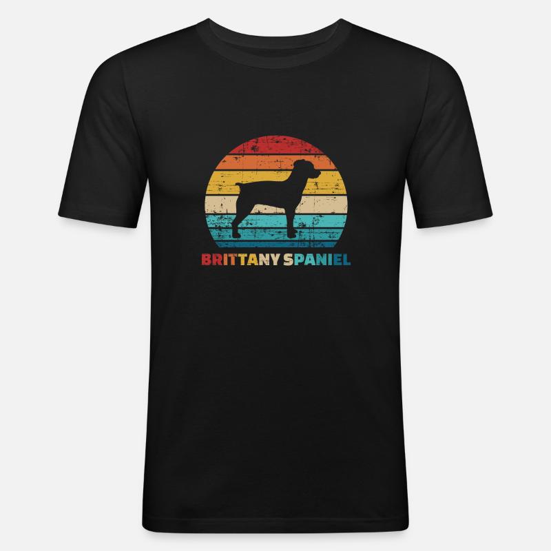 Brittany Spaniel - Männer Slim Fit T-Shirt - Schwarz