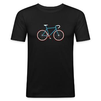 Fahrrad Radfahrer Rennrad Radsport Retro Grafik - Männer Slim Fit T-Shirt - Schwarz - Vorne - Nik (191cm)