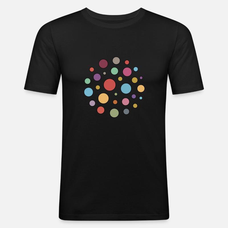 Bunte Punkte - Männer Slim Fit T-Shirt - Schwarz