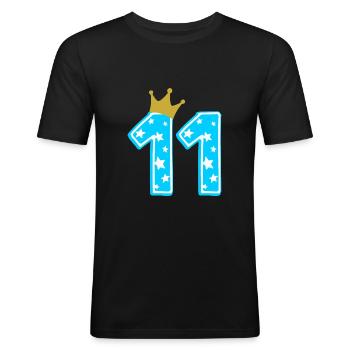 11 Krone 11. Geburtstag 11 Jahre - Männer Slim Fit T-Shirt - Schwarz - Vorne - Nik (191cm)