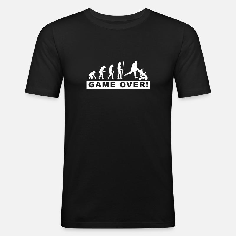 evolution_papa2 - Männer Slim Fit T-Shirt - Schwarz