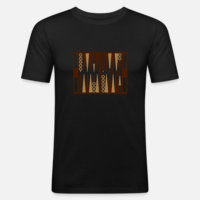 Backgammon - Männer Slim Fit T-Shirt - Schwarz