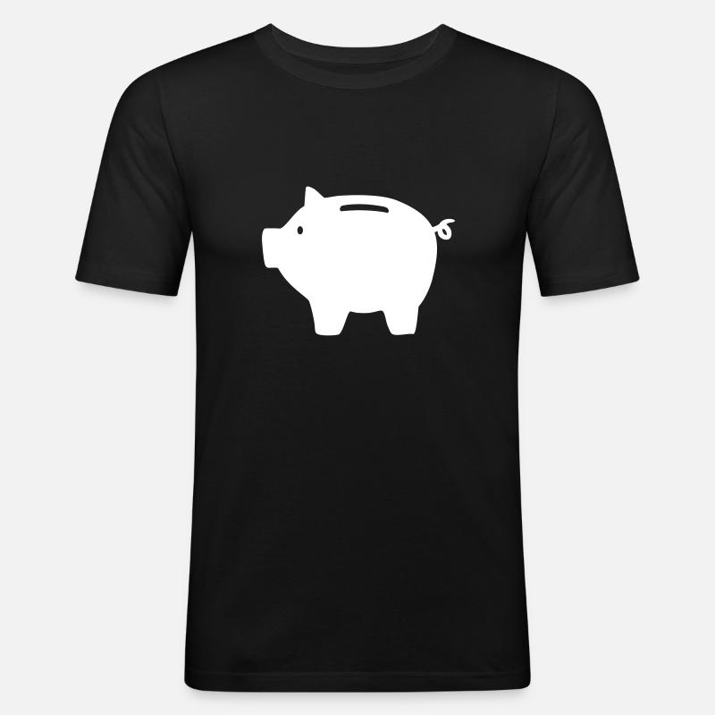 Sparschwein - Männer Slim Fit T-Shirt - Schwarz