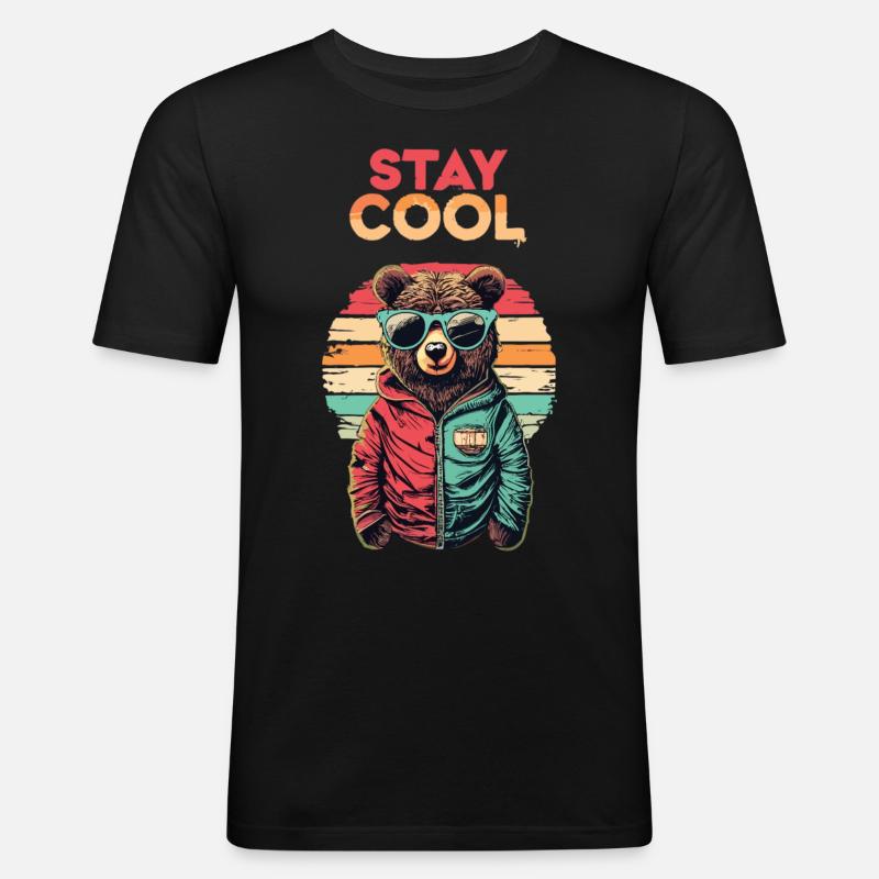 Chillen im Bären Style - Männer Slim Fit T-Shirt - Schwarz