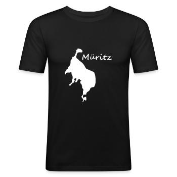 Müritz - Männer Slim Fit T-Shirt - Schwarz - Vorne - Nik (191cm)