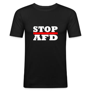 Stop Afd - Men's Slim Fit T-Shirt - black - Front - Nik (191cm)