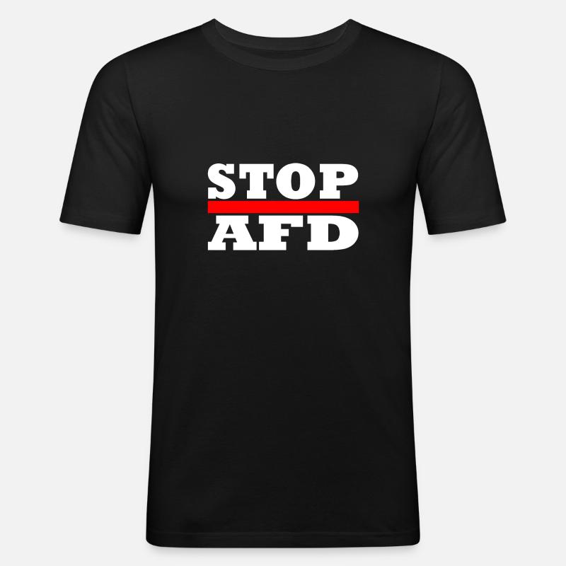 Stop Afd - Männer Slim Fit T-Shirt - Schwarz