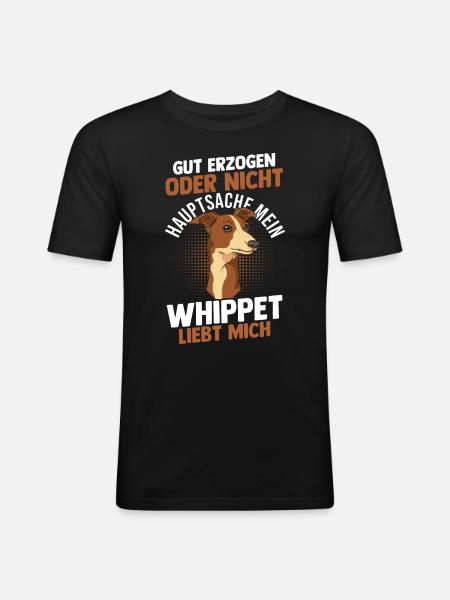 Hund Whippet - Männer Slim Fit T-Shirt - Schwarz