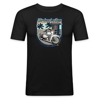 Star (weiß) // Illustration - Männer Slim Fit T-Shirt - Schwarz - Vorne - Nik (191cm)