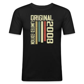Retro 2008 Jahrgang 1995 Geschenk zum 16. Jahrestag - Männer Slim Fit T-Shirt - Schwarz - Vorne - Nik (191cm)