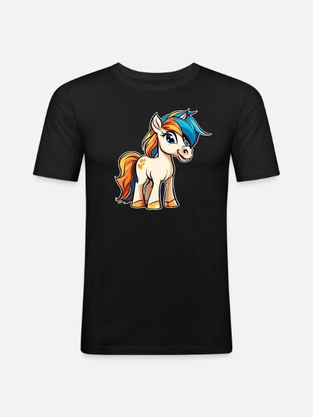 Mignon petit cheval poney - T-shirt près du corps Homme - noir