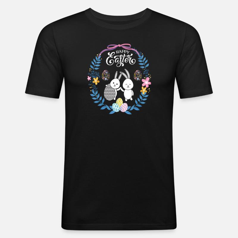 Frohe Ostern - Männer Slim Fit T-Shirt - Schwarz