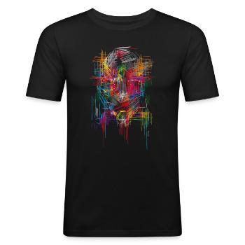 Abstrait - T-shirt près du corps Homme - noir - Devant - Nik (191cm)